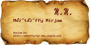 Mátéffy Mirjam névjegykártya